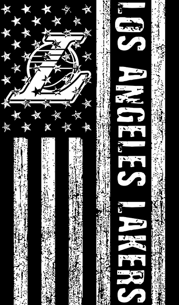 Los Angeles Lakers Black And White American Flag logo vinyl decal